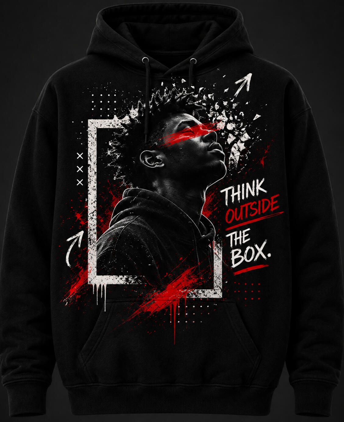 Black hoodie featuring the Unbound graphic design on the front.